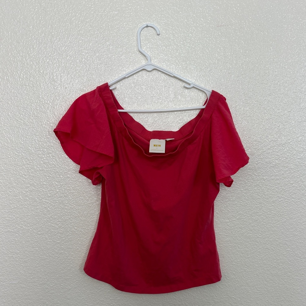 Maeve Anthropologie Off-The-Shoulder Flutter Blouse Top
Sz large